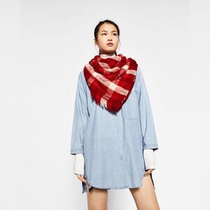 ✨2xHP✨ZARA WRAP AROUND TWO-TONED CHECK SCARF✨